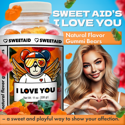 "I Love You"  Natural Flavor Gummi Bears. Sweet Gift. Perfect for expressing love, brightening someone’s day, or as a sweet reminder to cherish yourself. Great for gifting to partners, friends, parents or even as a self-love treat.