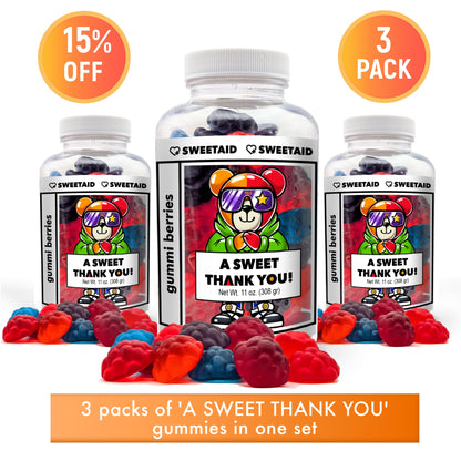 Sweet Aid Gift Set: The ultimate trio for love, gratitude, and confidence. Perfect for expressing affection, saying thanks, or giving a confidence boost. A fun, sweet way to brighten anyone’s day — including yours!